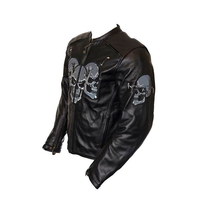 First sold Racing skull mens leather motorcycle jacket