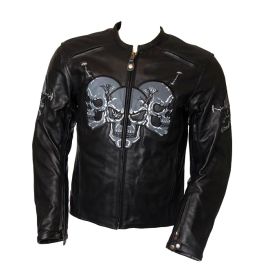 Mens skull deals leather jacket